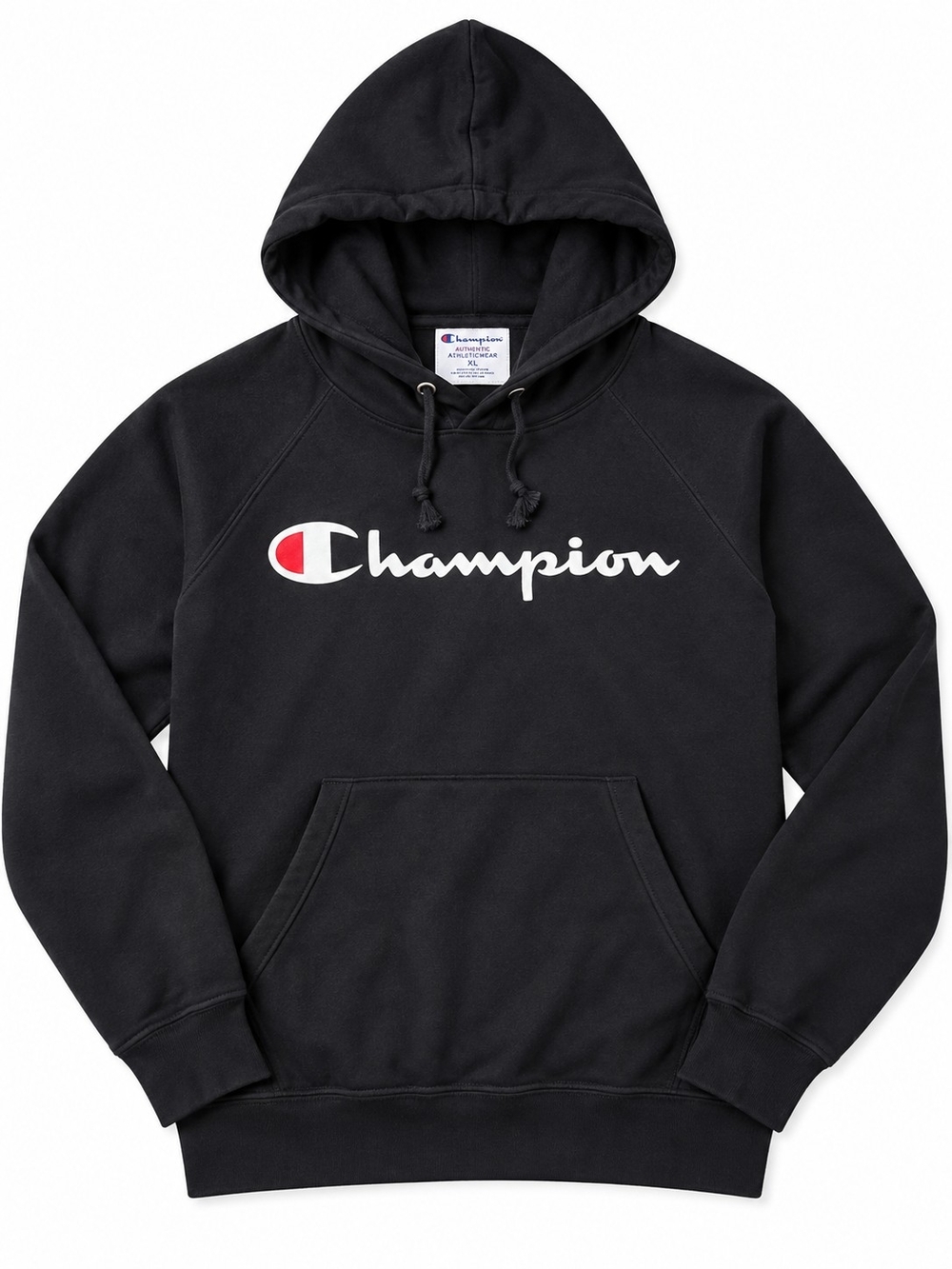 Champion Men's Black Logo Hoodie Sweatshirt